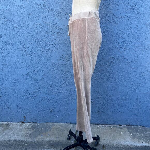 Y2k Velour Track Pants Beige Size Medium 2000s Wide leg Esprit lounge wear - Picture 7 of 12